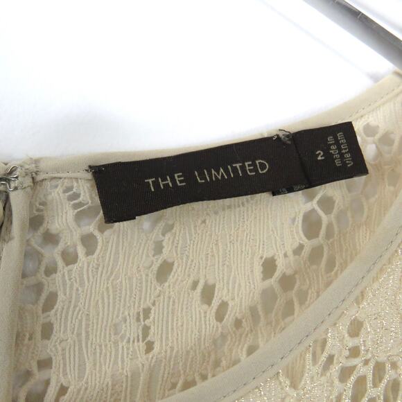 The Limited Gold Lace A-Line Dress Fit & Flare Sleeveless Midi Size 2 Small - Picture 5 of 6